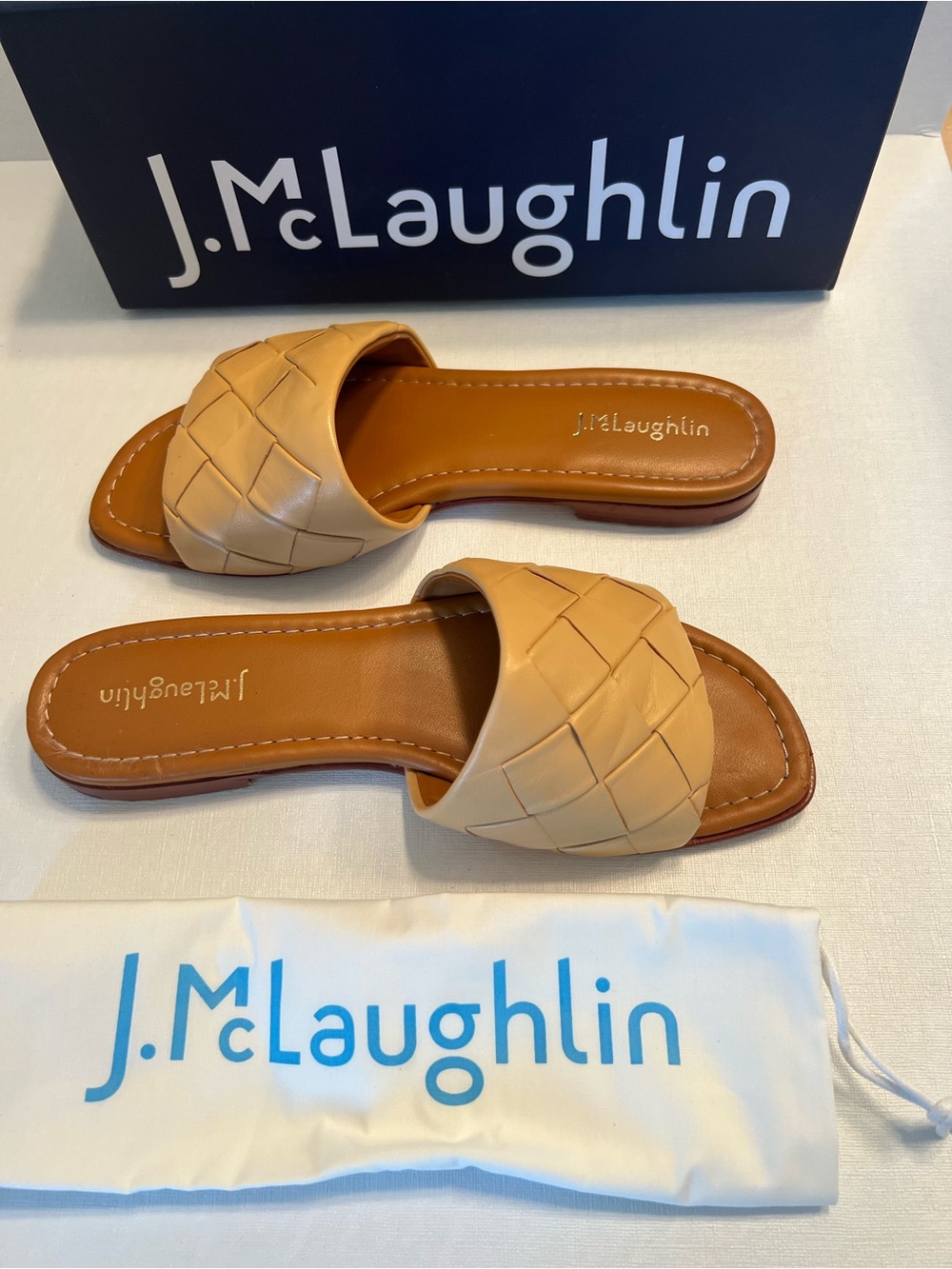 J. McLaughlin Women's Agnes Tan Woven Slide Sandals